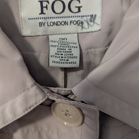 Preppy FOG By London Fog Trench Coat Rain Coat Normcore UK Stone Beige Brown - Picture 5 of 9